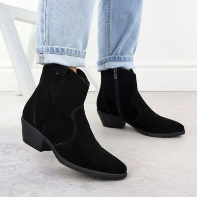 6. Skórzane botki damskie kowbojki czarne Big Star SS274462