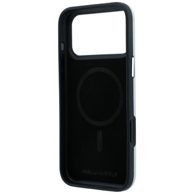 7. Etui Karl Lagerfeld Grained Karl Head Metal MagSafe na iPhone 18 Pro / 17 Pro - szare