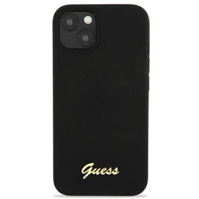 3. Etui Guess Silicone Script Gold Logo MagSafe na iPhone 13 - czarne