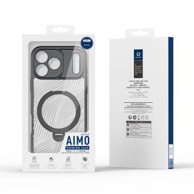 9. Etui Dux Ducis Aimo Mag z pierścieniem magnetycznym i podstawką na iPhone 17 Pro – czarne