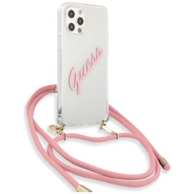 4. Etui Guess Script Vintage na iPhone 12 Pro Max 6,7" - różowe