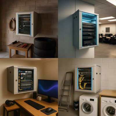 11. Extralink Szafa rack 6U 600x450 Szara montowana na ścianie