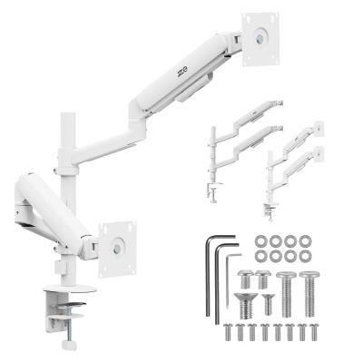 9. ERGO OFFICE UCHWYT NA 2 MONITORY, SPRĘŻYNA GAZOWA, 17"-32", 1-10KG, BIAŁY MAT ER-692 W