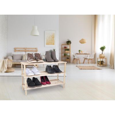 12. PÓŁKI REGAŁ NA BUTY 3 POZIOMY DREWNIANY ALPINA