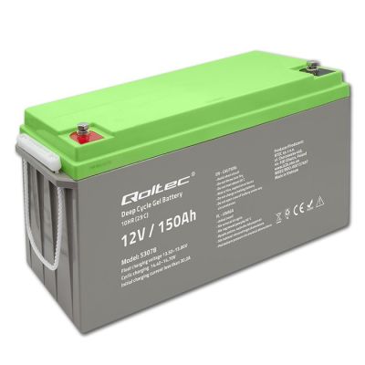 2. QOLTEC AKUMULATOR ŻELOWY DEEP CYCLE | 12V | 150AH