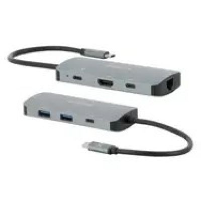 4. Mobilis 001382 stacja dokująca Przewodowa USB 3.2 Gen 1 (3.1 Gen 1) Type-C Czarny, Szary