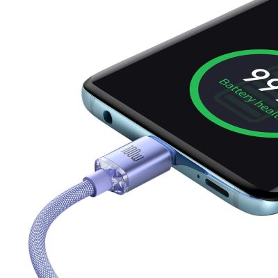 4. Kabel Baseus CAJY000705 USB-C - USB-C PD QC 100W 5A 480Mb/s 2m - fioletowy