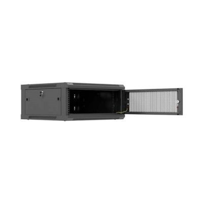 12. LANBERG SZAFA INSTALACYJNA RACK WISZĄCA 19" 4U 600X600 CZARNA DRZWI PERFOROWANE (FLAT PACK)