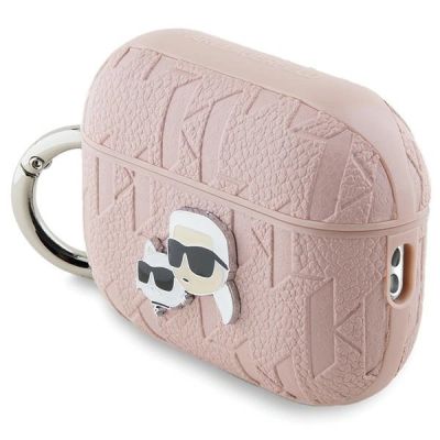 3. Etui Karl Lagerfeld Monogram Karl & Choupette Head na AirPods Pro 2 - różowe