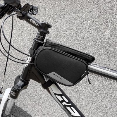 8. Wozinsky torba rowerowa na ramę + odczepiany pokrowiec na telefon do 6,5" 1,5l czarna (WBB7BK)