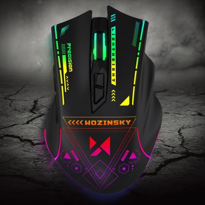 9. Mysz bezprzewodowa Wozinsky WMGB-3200 gamingowa optyczna z wbudowanym akumulatorem 3200 DPI z oświetleniem RGB - czarna