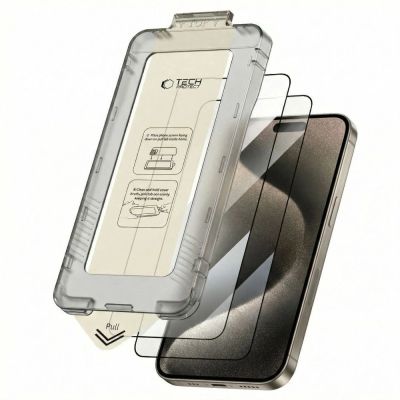 8. Szkło hartowane Tech-Protect Quick Set+ 2-pack na iPhone 15 Pro - czarne