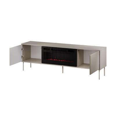 2. Szafka RTV EF + kominek czarny TRESSE 180x40x54,5 kaszmir mat