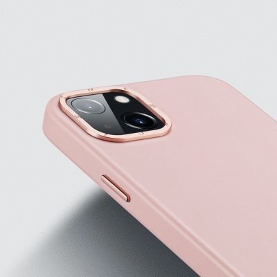 8. Dux Ducis Grit skórzane etui do iPhone 14 Plus elegancki pokrowiec ze sztucznej skóry (kompatybilne z MagSafe) różowy