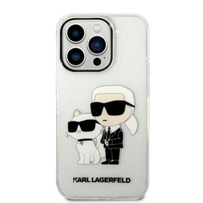 3. Etui Karl Lagerfeld Glitter Karl&Choupette na iPhone 14 Pro - przezroczyste
