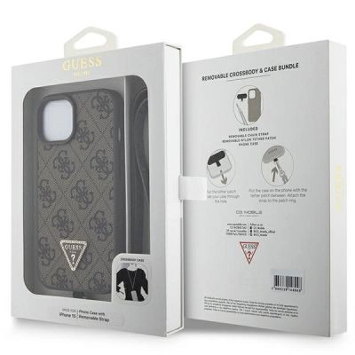 9. Etui Guess Crossbody 4G Metal Logo do iPhone 15 Plus - brązowe