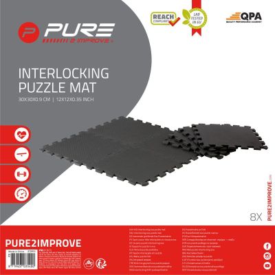 27. MATA PUZZLE POD SPRZĘT FITNESS 8SZT 30x30x0,9CM CZARNA PURE 2 IMPROVE