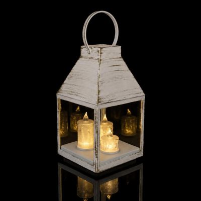 3. LATARNIA LAMPION ADWENTOWY RORATY LED 25CM 3 ŚWIECE BIAŁY