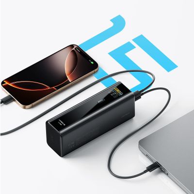 2. Powerbank Cuktech PB200U 210 W 20000 mAh 2x USB-C + USB-A z wyświetlaczem TFT i kablem USB-C 240 W - czarny