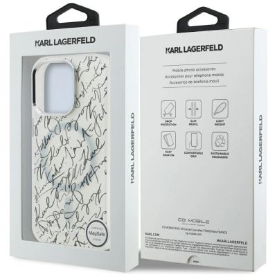 8. Etui Karl Lagerfeld IML Karl Script Pattern MagSafe na iPhone 16 Pro - białe
