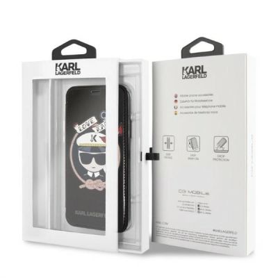 10. Etui Karl Lagerfeld Signature Glitter na iPhone X / Xs - czarne