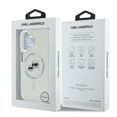 8. Etui Karl Lagerfeld IML Metal Karl&Choupette Head MagSafe na iPhone 16 - białe
