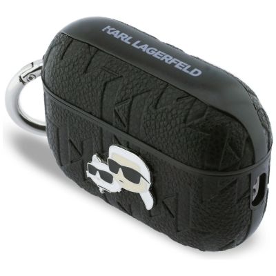 3. Etui Karl Lagerfeld Monogram Karl & Choupette Head na AirPods Pro 3 - czarne