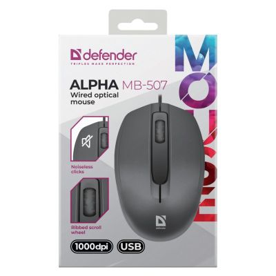 5. DEFENDER MYSZ ALPHA MB-507 SILENT CZARNA 1000dpi 3P