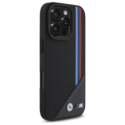 4. Etui BMW M Meshed Tricolor Stripes MagSafe na iPhone 16 Pro Max - czarne