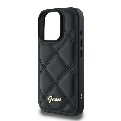 6. Etui Guess Quilted Metal Logo na iPhone 16 Pro - czarne