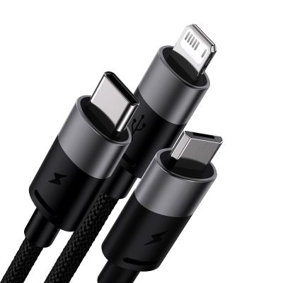 2. Kabel 3w1 USB - micro USB / Lightning / USB C 3.5A 1.2m Baseus StarSpeed - czarny