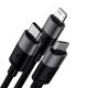 2. Kabel 3w1 USB - micro USB / Lightning / USB C 3.5A 1.2m Baseus StarSpeed - czarny