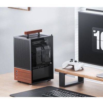 4. Obudowa Jonsbo T6, Mini-Tower, Mini-ITX, Tempered Glass, Holz - czarna