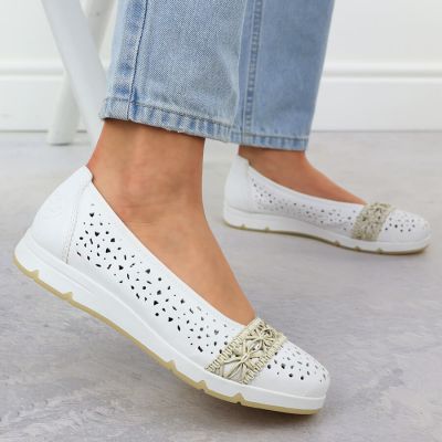 9. Baleriny damskie ażurowe komfortowe białe Rieker  L3062-80