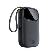 Powerbank Baseus EnerFill FC31 QPow3 10000mAh 45W z wyświetlaczem cyfrowym z 2 wbudowanymi kablami USB-C - czarny