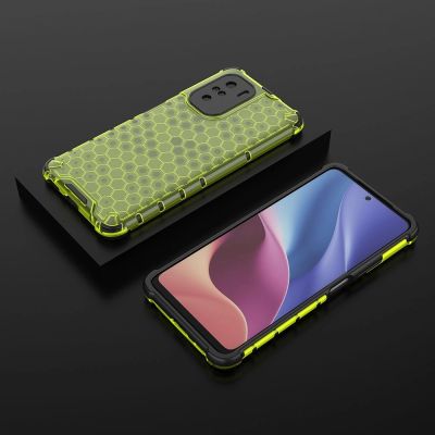 3. Honeycomb etui pancerny pokrowiec z żelową ramką Xiaomi Redmi K40 Pro+ / K40 Pro / K40 / Poco F3 zielony