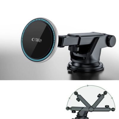 6. Uchwyt Tech-Protect A2 samochodowy na telefon z ładowarką indukcyjną MagSafe 15W na kokpit - czarny