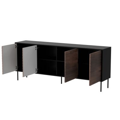 4. Komoda 4D CORTINA 200x40x81 czarny/orzech