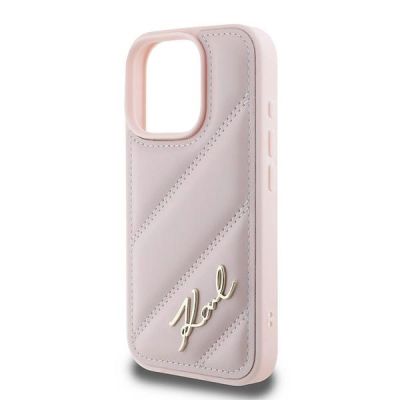 6. Etui Karl Lagerfeld Quilted Signature na iPhone 16 Pro Max - różowe