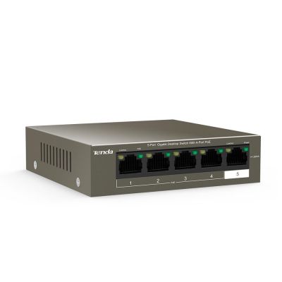5. Switch PoE Tenda TEG1105P-4-63W (5x 10/100/1000Mbps)
