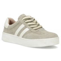 Skórzane półbuty sneakersy damskie na platformie khaki Filippo DP7512