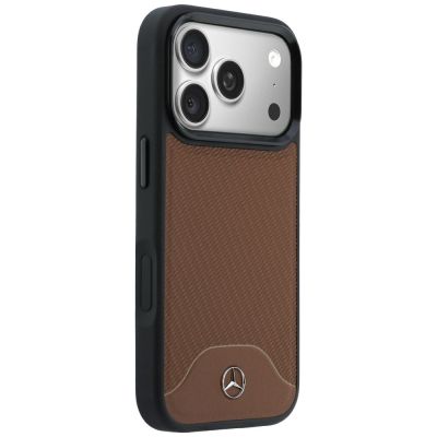 4. Etui Mercedes Leather Wood Effect and Curve MagSafe na iPhone 17 Pro Max - brązowe