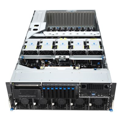 7. Platforma Asus Rack (4U) ESC8000A-E13X AMD EPYC 9005 (8xNVMe, 2xM.2, 2x10Gbe, 8xQSFP, IPMI, R3200W)