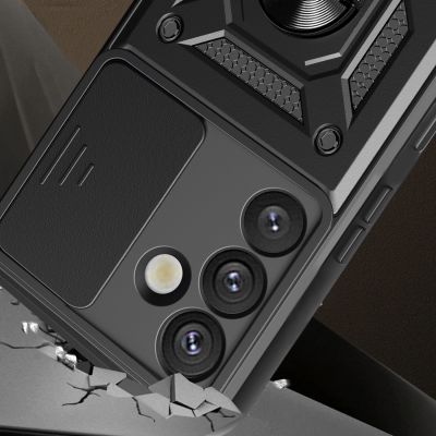 2. Etui pancerne Hybrid Armor Camshield z osłoną aparatu i metalowym ringiem do Samsung Galaxy S25+ - czarne
