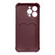 2. Card Armor Case etui pokrowiec do iPhone 13 mini portfel na kartę silikonowe pancerne etui Air Bag malinowy