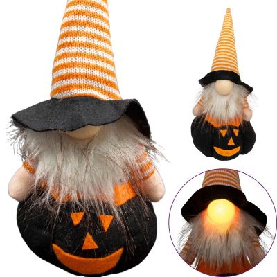 7. FIGURKA DEKORACYJNA NA DYNI CZARNEJ 25CM LED HALLOWEEN