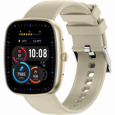5. Smartwatch Damski GRAVITY GT18-7 Beżowy Pasek Silikonowy + Czarny Pasek