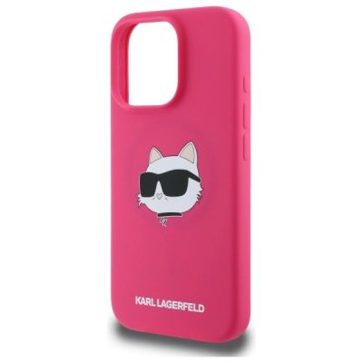 6. Etui Karl Lagerfeld Silicone Choupette Head MagSafe na iPhone 16 Pro - różowe