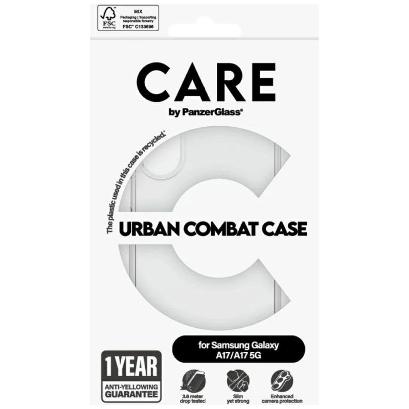 4. Etui CARE by PanzerGlass Flagship Urban Combat na Samsung Galaxy M17 5G / A17 / A17 5G - przezroczyste