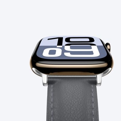 5. Skórzany pasek AMAZINGTHING Class Band do Apple Watch 45 / 46 / 49 mm - szary